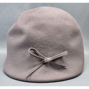 Vintage Henry Pollak Glenover Tan 100% Wool Hat Cloche New York Ribbon USA